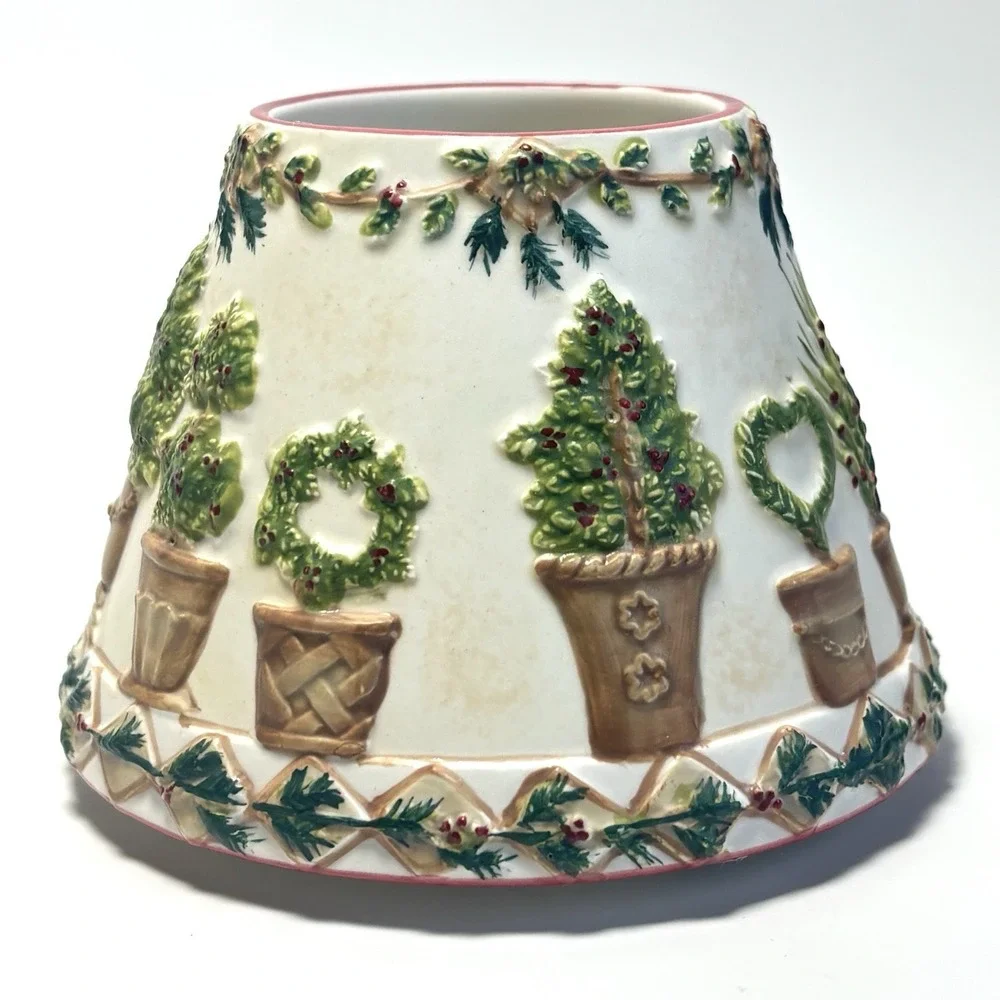 Yankee Candle Shade Topiary Topiaries Green Red Cream Rustic Small Jar 3.7 Oz